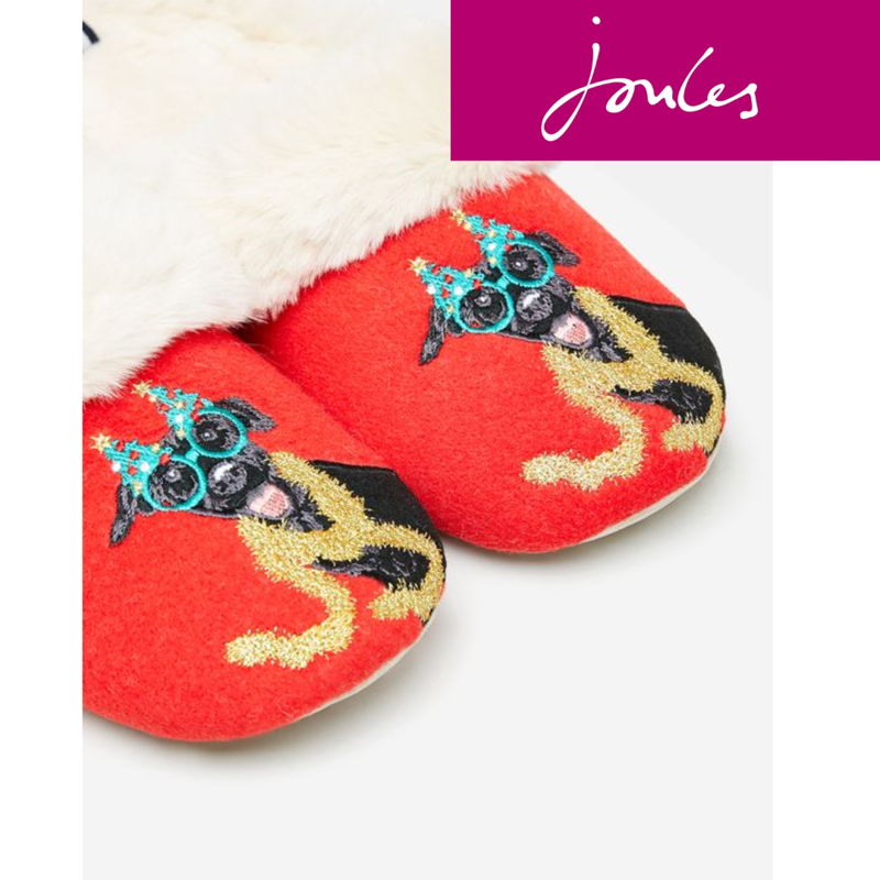 Joules Slippet Luxe Slip On Character Slippers - Christmas Dog -6